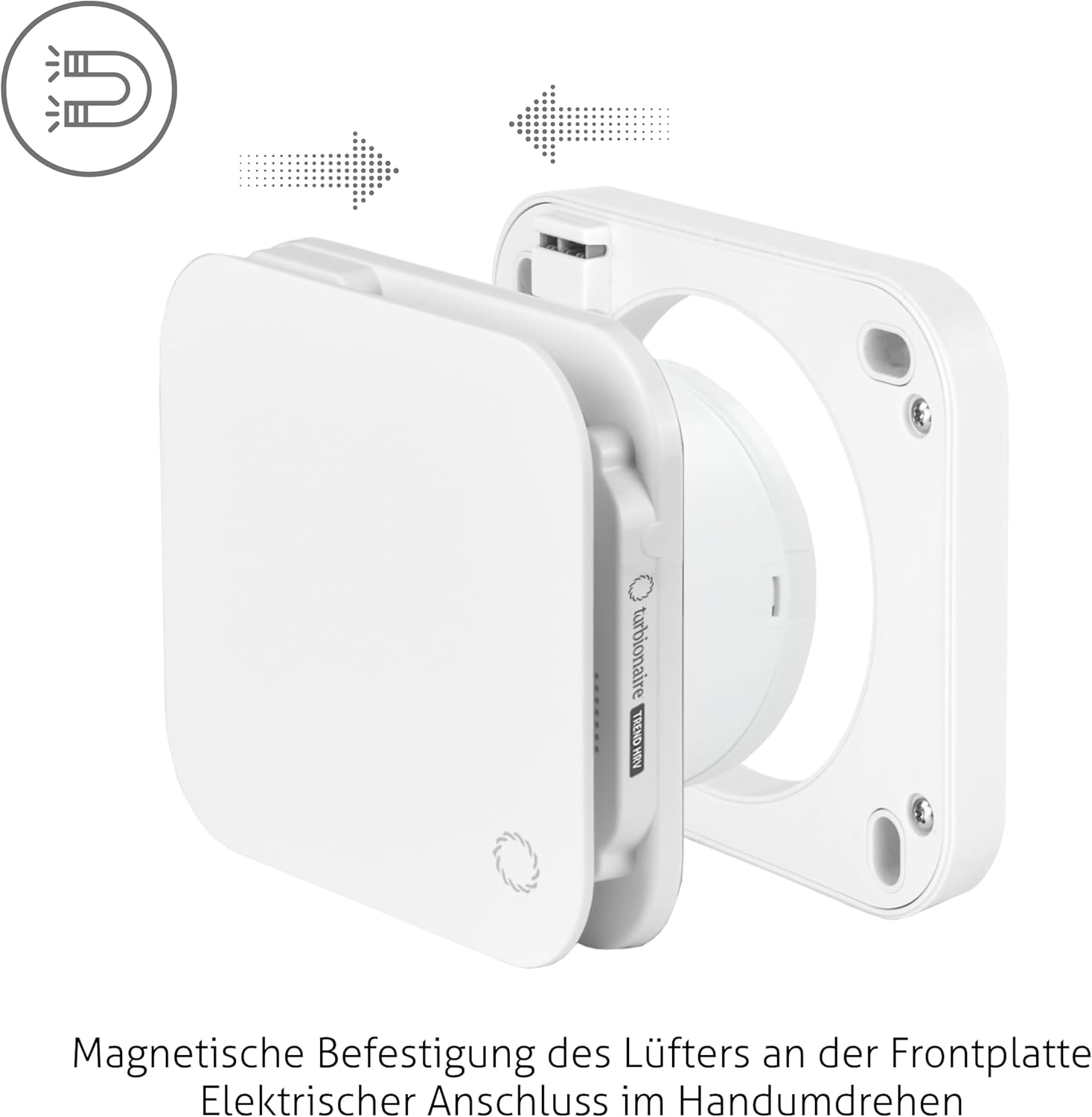 Turbionaire Trend HRV 150 WM Dezentrale Wohnraumlüftung mit Keramik-Wärmerückgewinnung, Feuchtigkeitssensor, Fernbedienung, Timer, Schlafmodus, 8 Lüftungsstufen, 3 Jahre Garantie, 158 mm