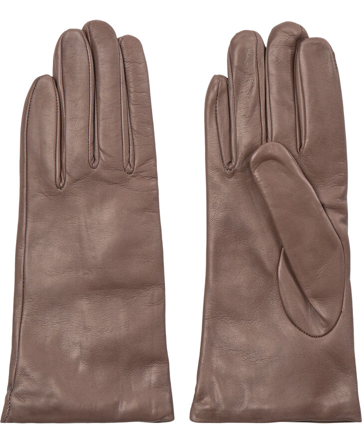 Magasin du Nord Collection Læderhandsker med uld Taupe