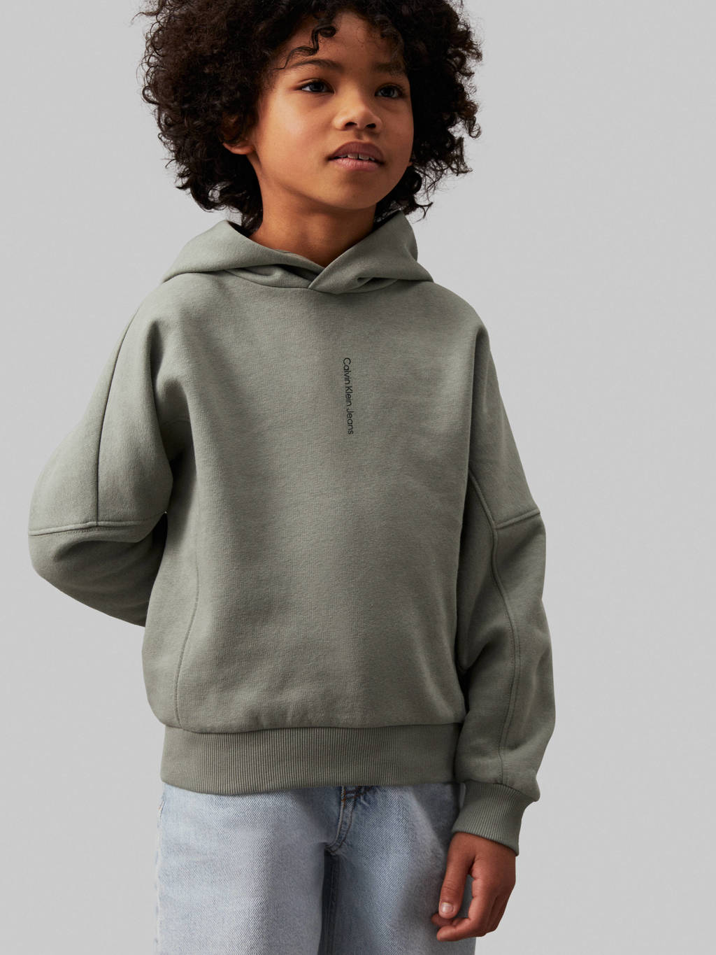 Calvin Klein hoodie met logo grijsgroen