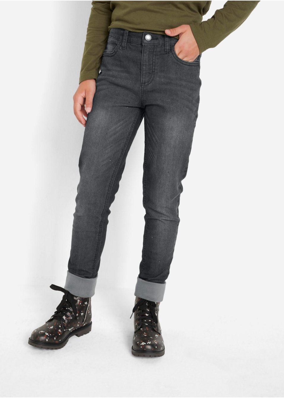 Jean thermo fille avec doublure en jersey et petites pierres
