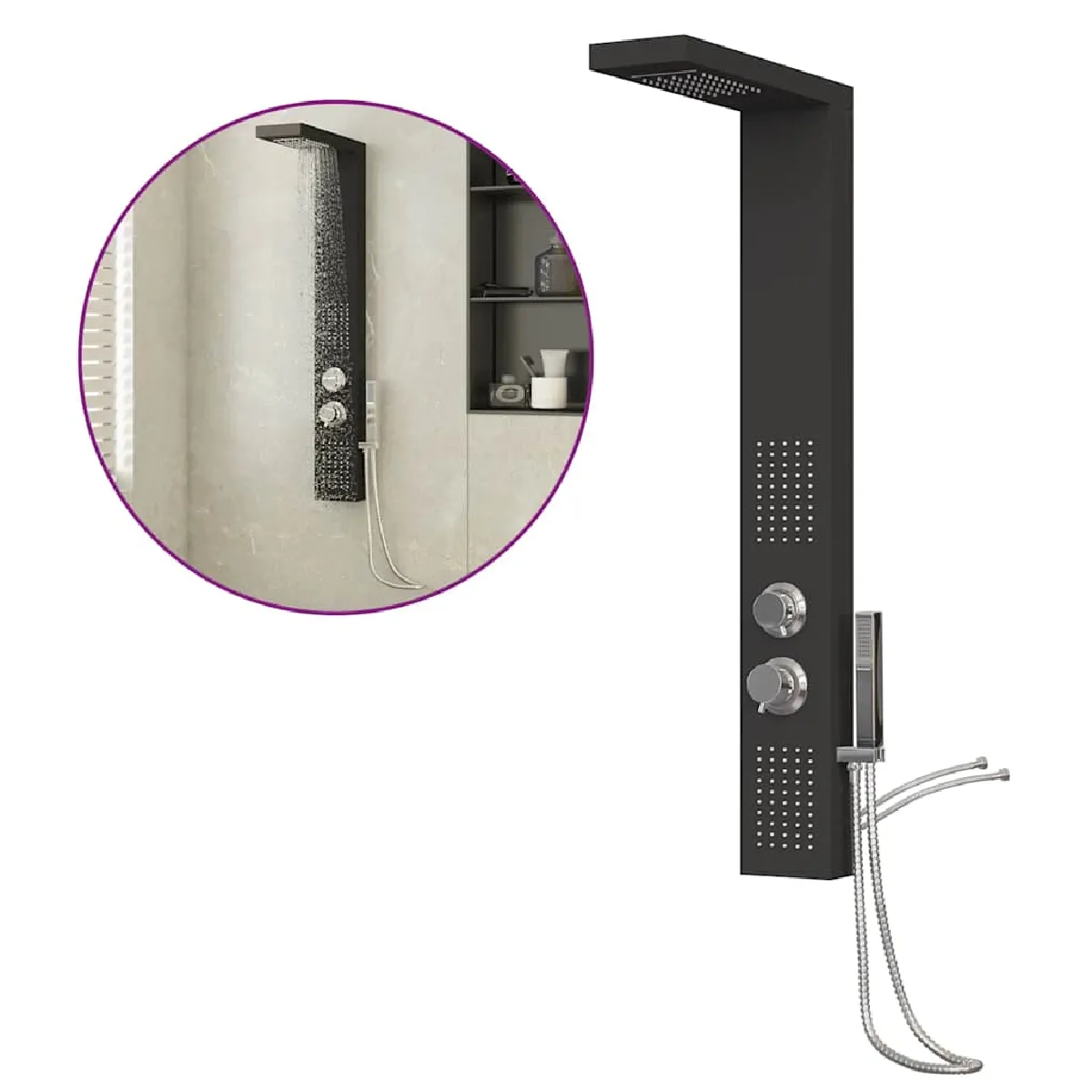 vidaXL Système de Douche - Aluminium Noir
