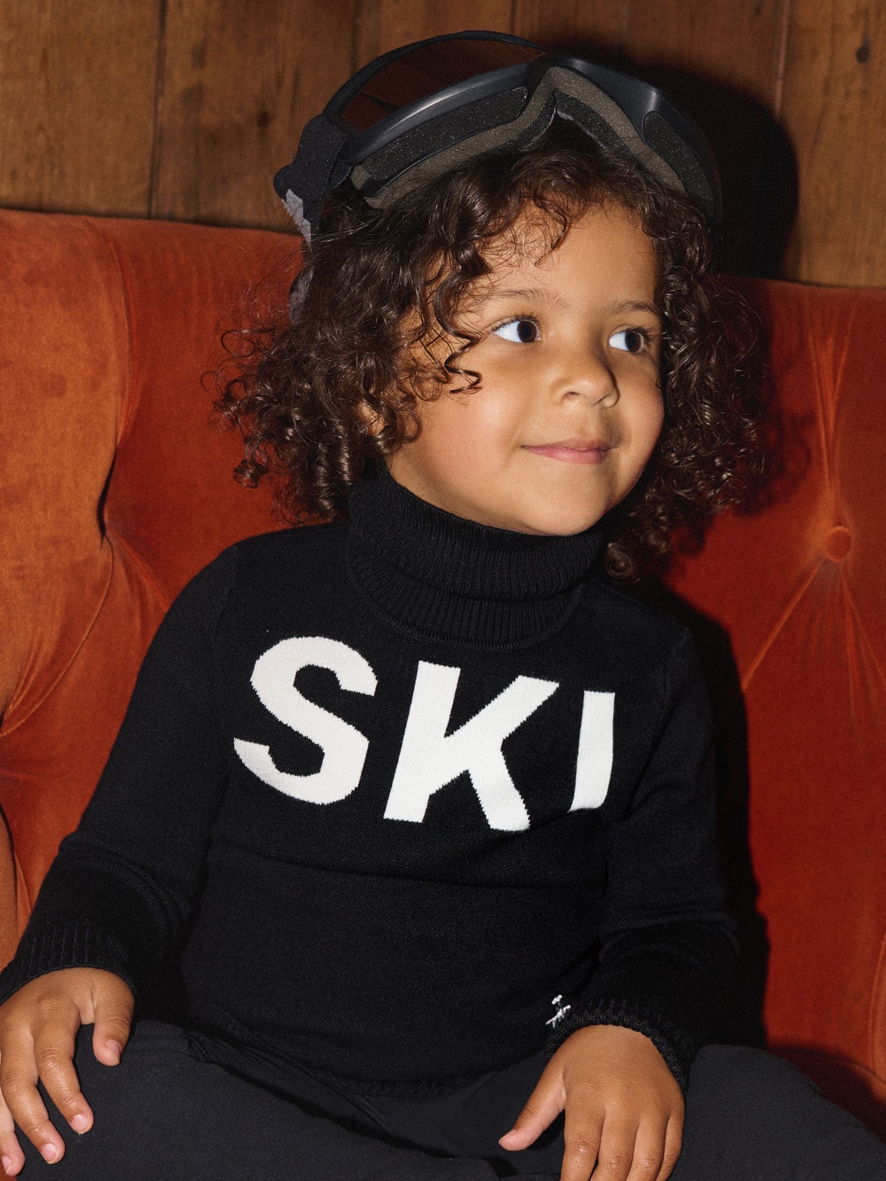 Zwart - The Little Tailor Kids Ski Text Christmas Jumper