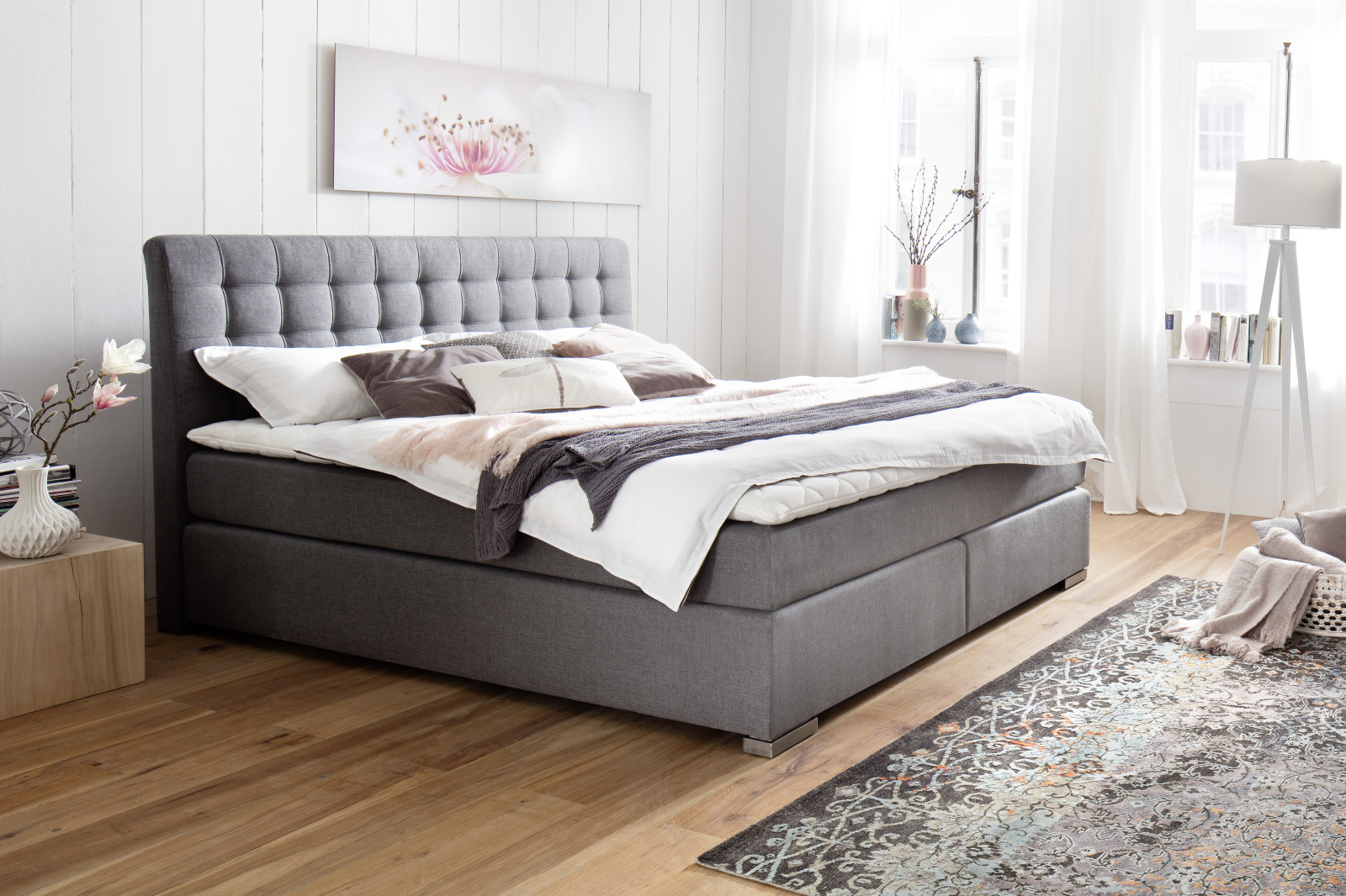 Boxspringbett - anthrazit - H2/H3 - Komfortschaum - 160x200 cm