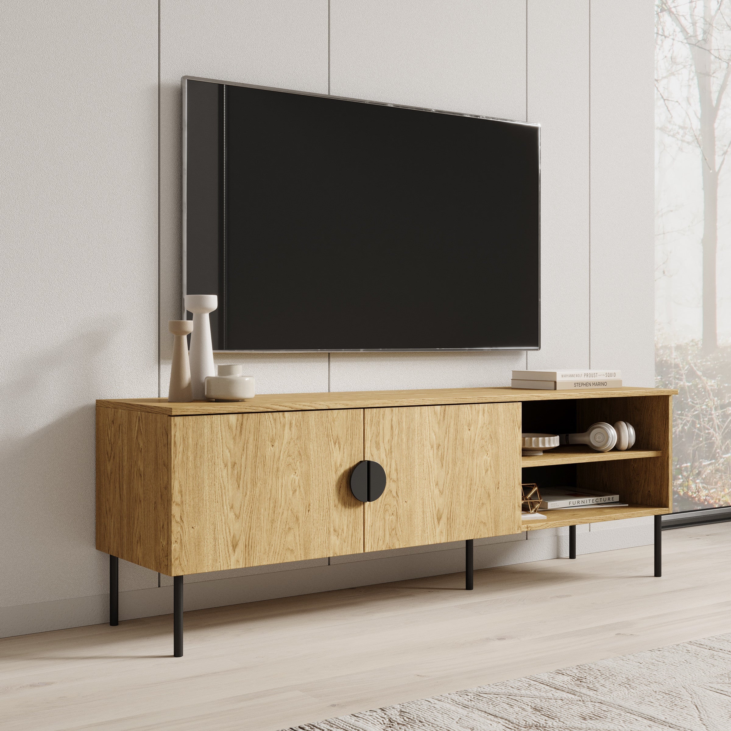 Meubella - TV-Meubel Monor - Eiken - 160 cm