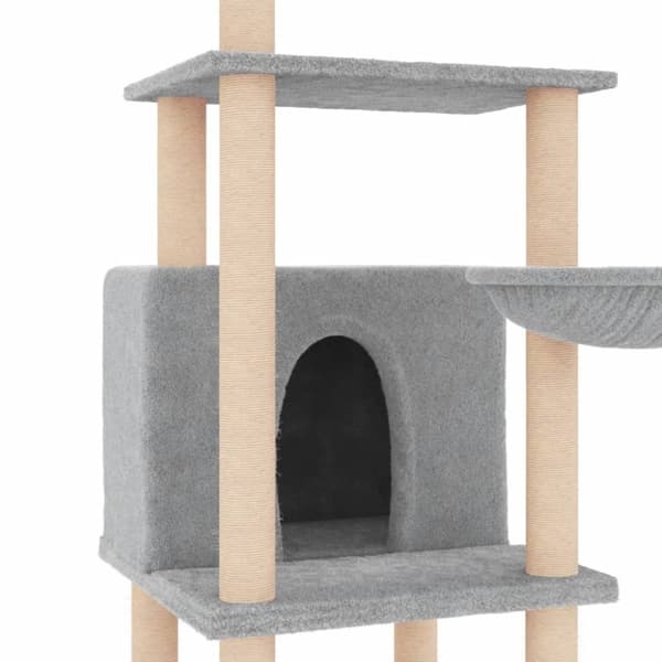 vidaXL Kattetre med klorestolper i sisal lysegrå 132 cm