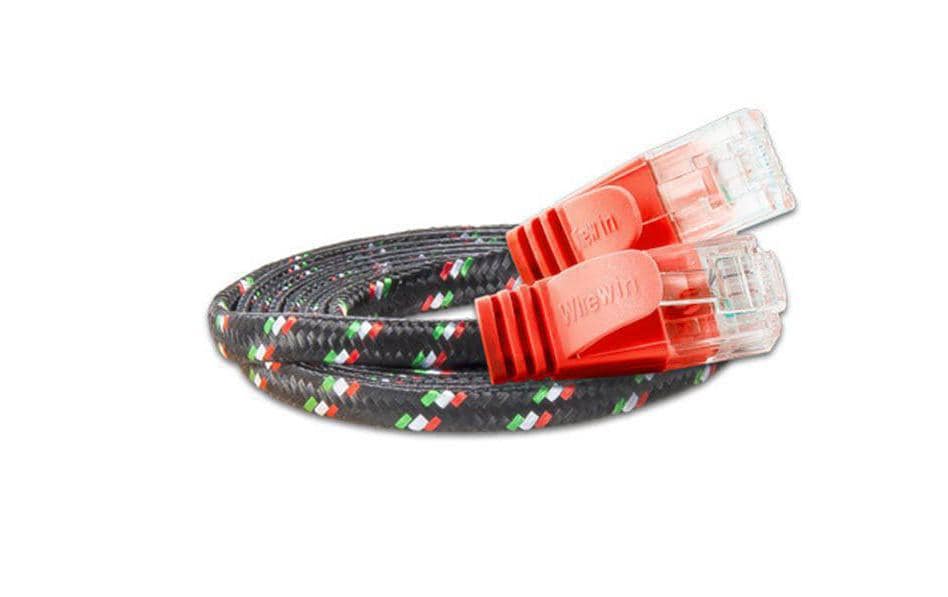 Slimpatchkabel RJ-45 - RJ-45, Cat 6, UTP, 1 m, RotRobustes, geschirmtes Twisted-Pair-Kabel (STP) mit Klinkenschutz