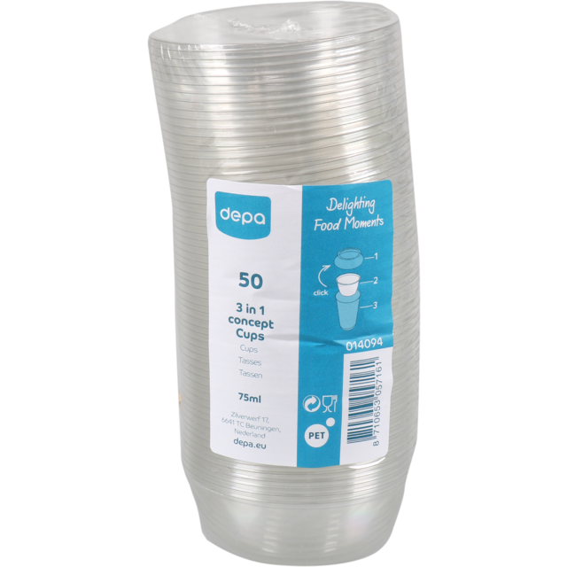 Cup, pET, 75ml, Ø 75mm, 25mm, transparant