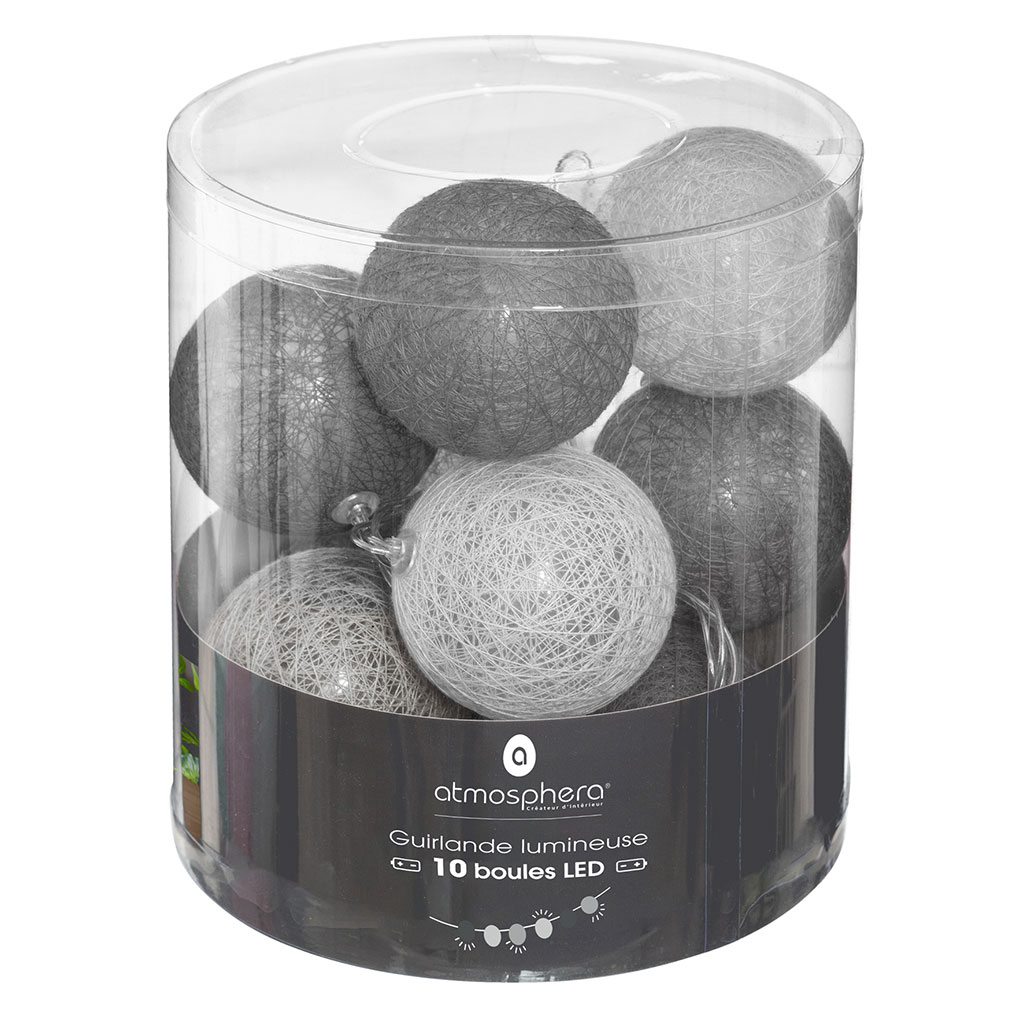 Guirlande lumineuse LED à piles 10 boules vives D 6cm