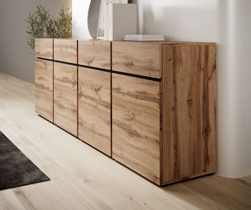 Dressoir Cainan - Eiken - Stevige Spaanplaat - 4 Lades - 4 Deuren