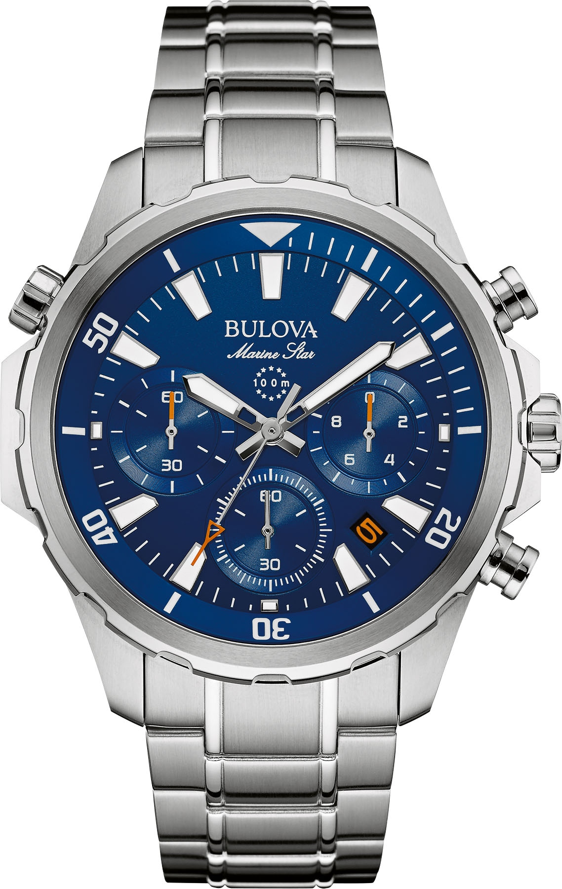 Bulova Chronograph »Marine Star« Armbanduhr, Quarzuhr, Herrenuhr, Edelstahlarmband, Datum