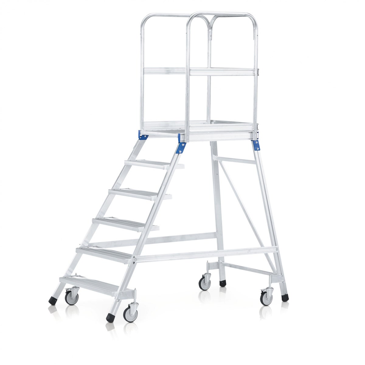 Zarges mobiele platformladder met 7 lichtmetalen treden