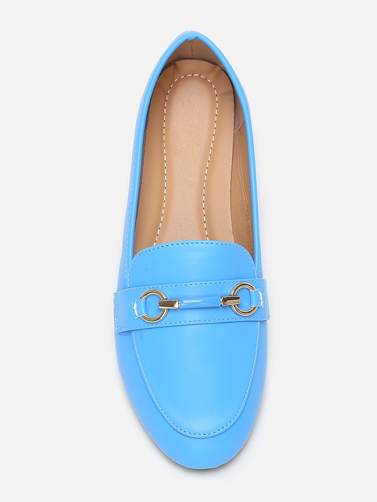 Mocassins arrondis à bride- Bleu