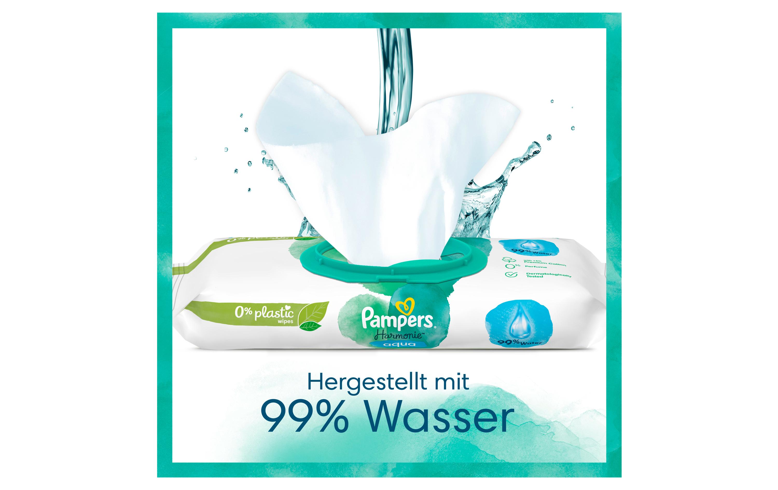 Feuchttücher Harmonie Aqua Giga Pack 24 x 48 Stk.Für eine sanfte Reinigung von Gesicht, Hand oder Po Ihres Babys