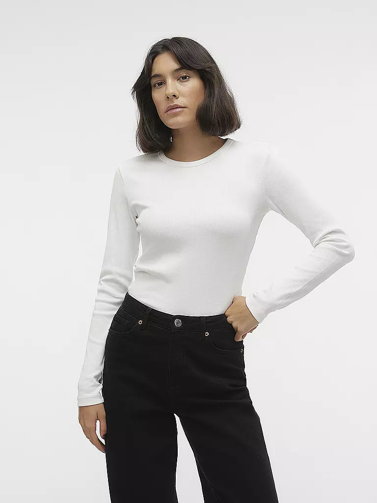 VERO MODA Langarmshirt Slim Fit  VMCHLOE weiss