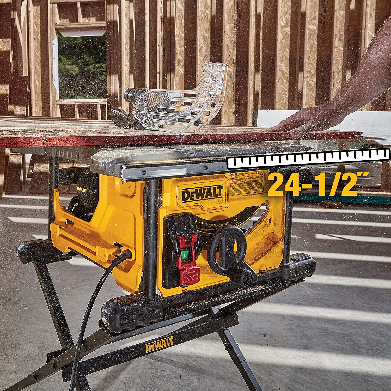 Serra de mesa DEWALT para canteiro de obras, compacta, 8-1/4 polegadas (DWE7485)