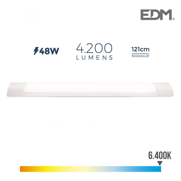 EDM Armadura Electronica LED 48w 121cm 6.400k Luz Fria - EDM31681