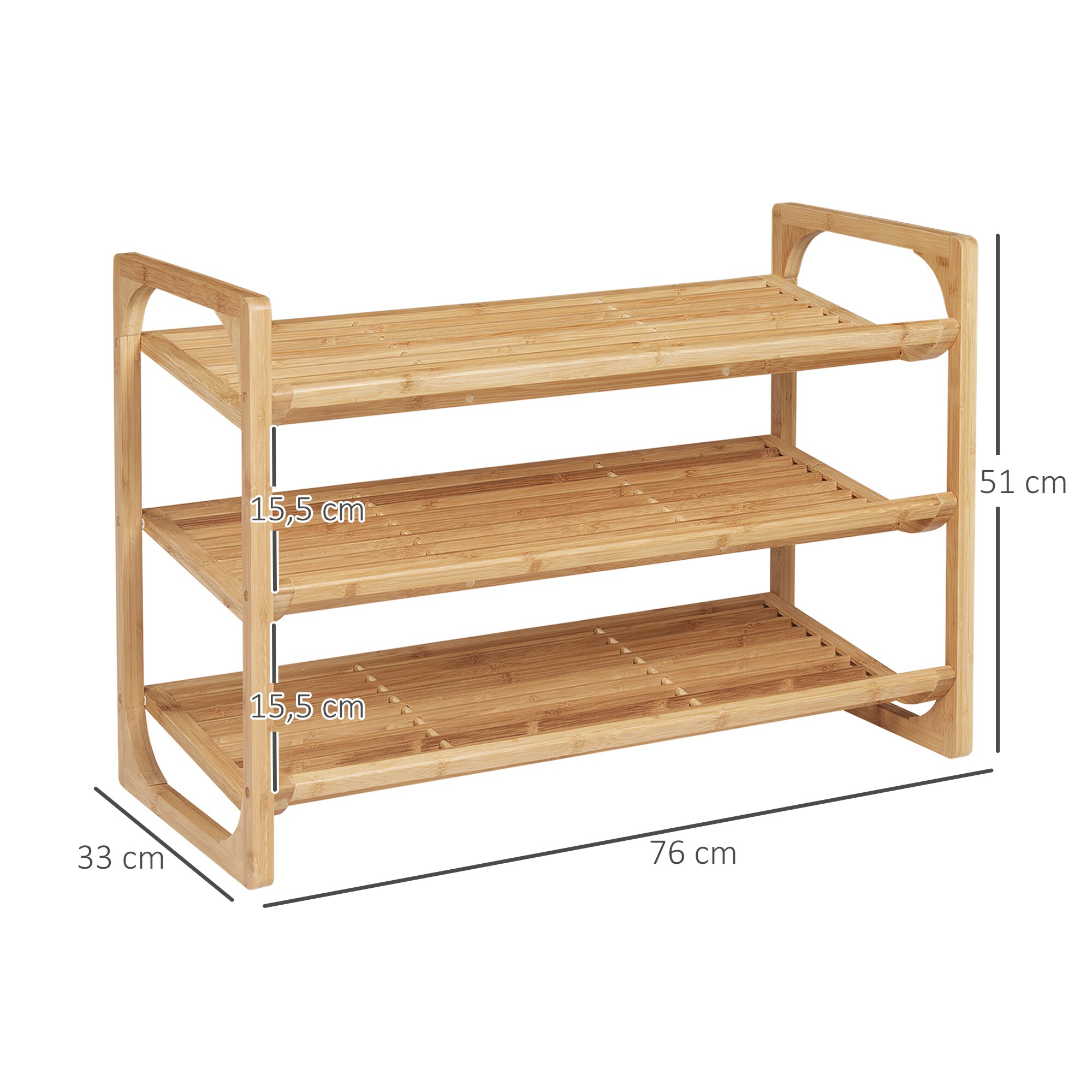 HOMCOM Schuhregal mit Griff natur 76L x 33B x 51H cm