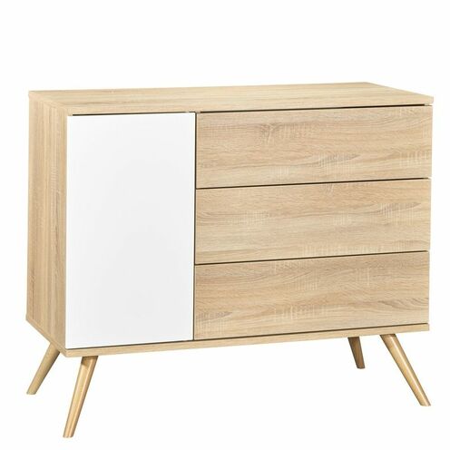 Commode 1 porte et 3 tiroirs bois SEVENTIES - SAUTHON