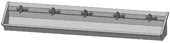 Intersan Sanilav muurwastrog m. 1-greeps mengkraan 300cm 5-personen RVS