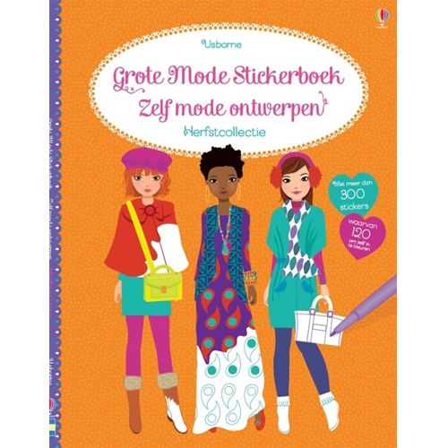 Uitgeverij usborne grote mode stickerboek zelf mode ontwerpen herfst 1707983