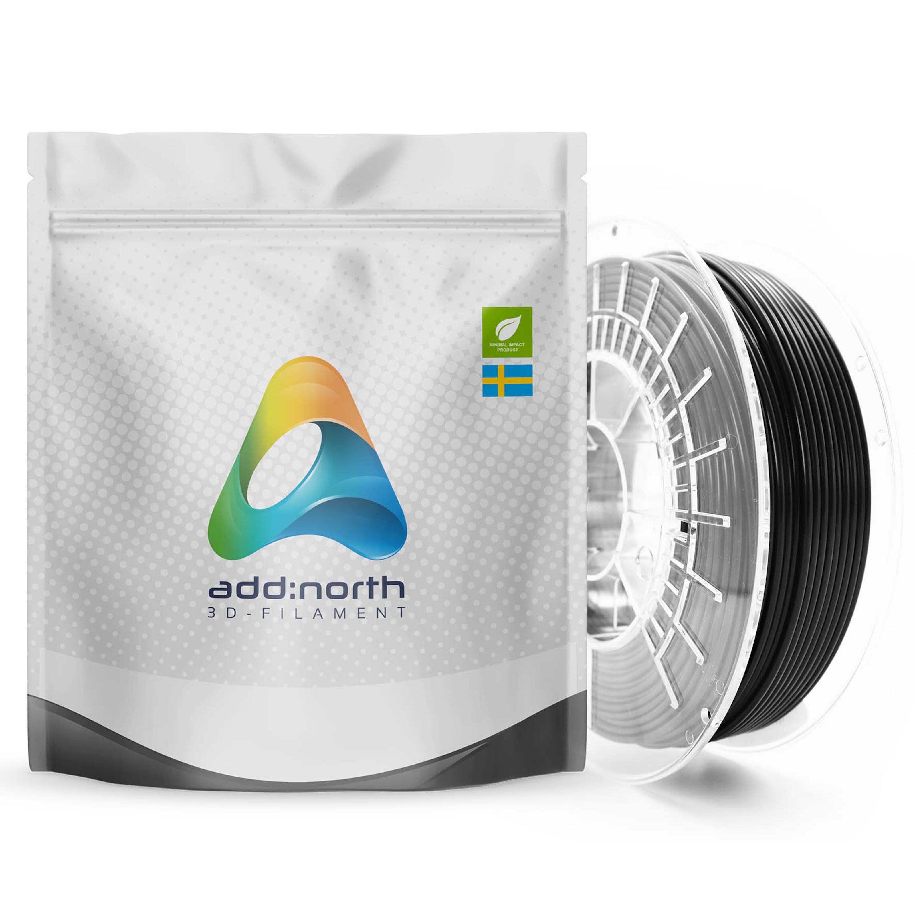 Addnorth E-PLA-filament for 3D-skriver 1,75 mm Svart