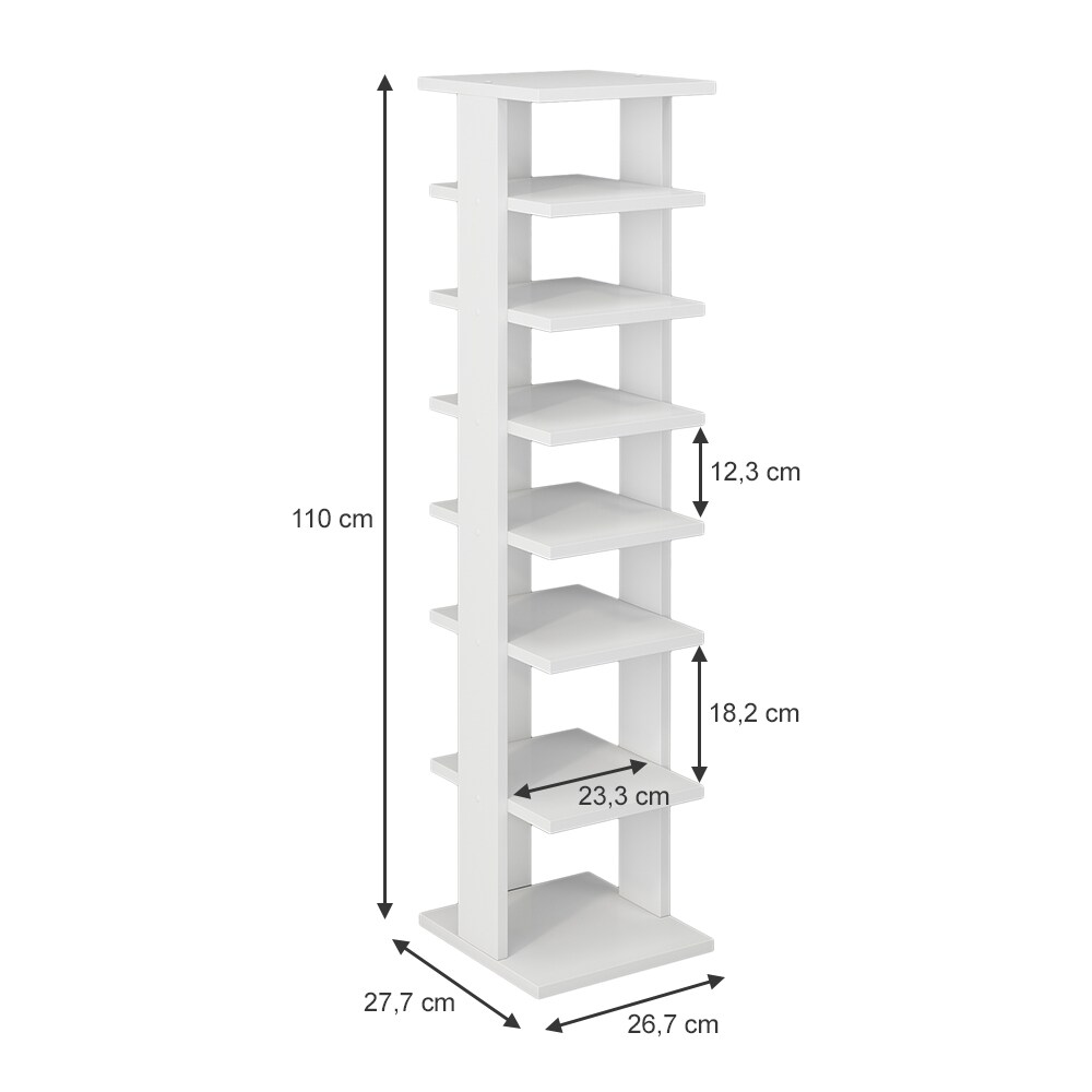 Oskar-Store Schuhregal Timo Weiß, 26,7 x 110 cm, mit 7 großen Ablagen