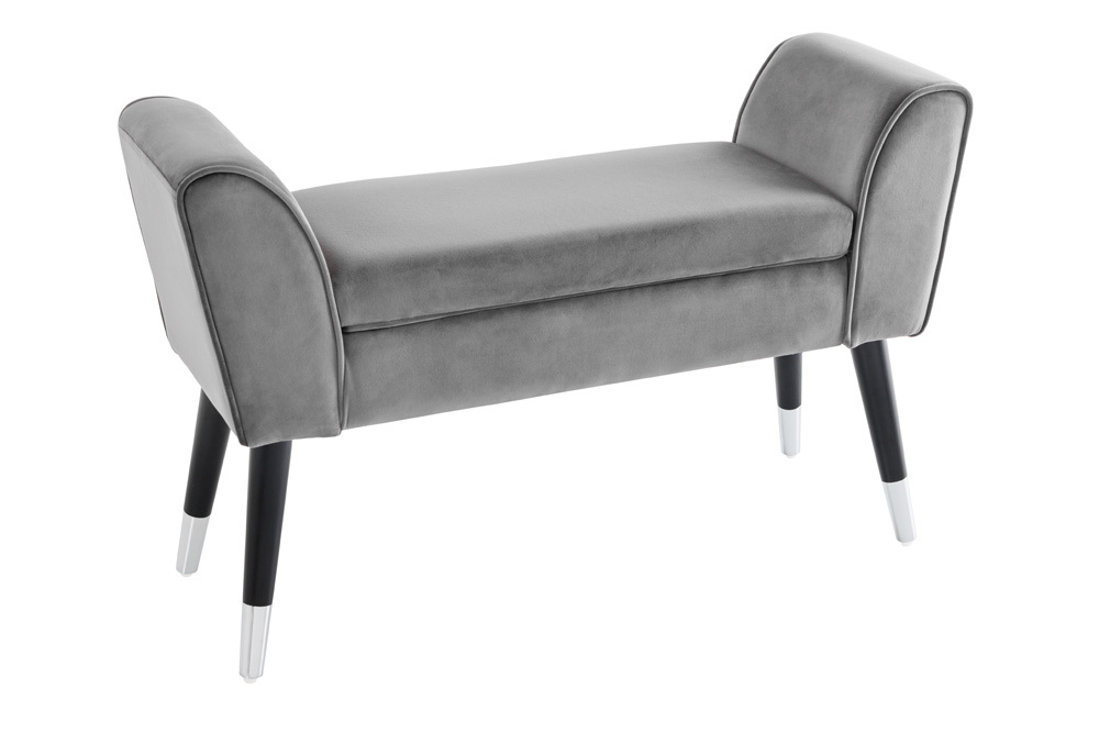 Design Sitzbank SCARLETT 90cm grau silber Samt