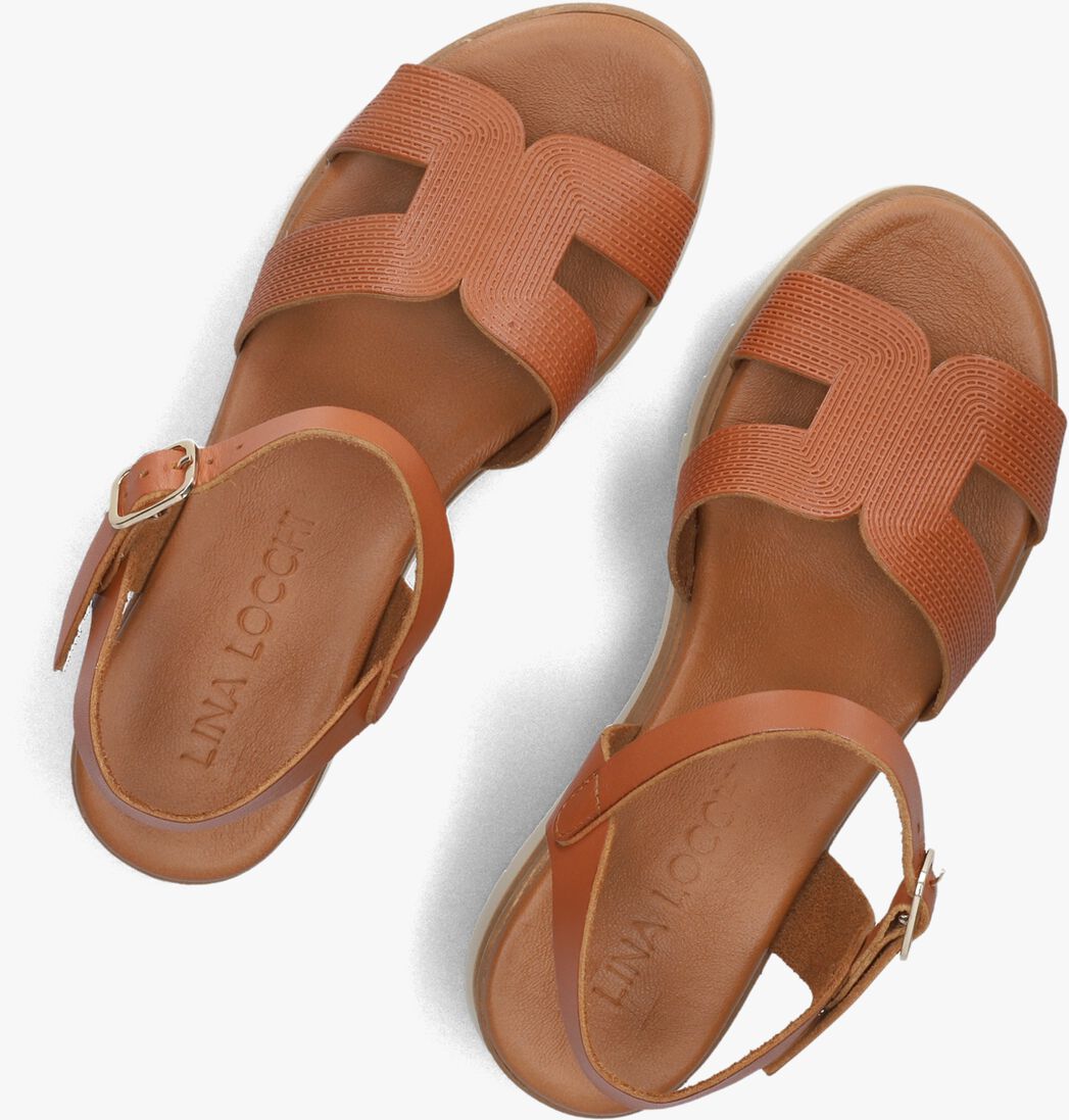 cognac lina locchi sandalen met hak 8224