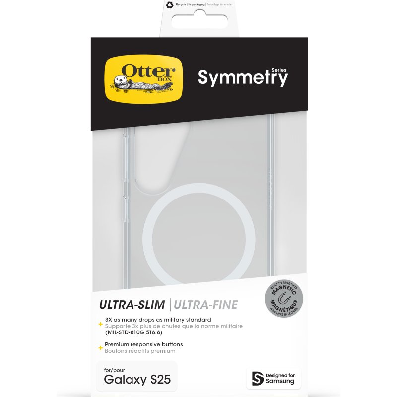 OtterBox Symmetry Series with Magnets pour Samsung Galaxy S25, transparente