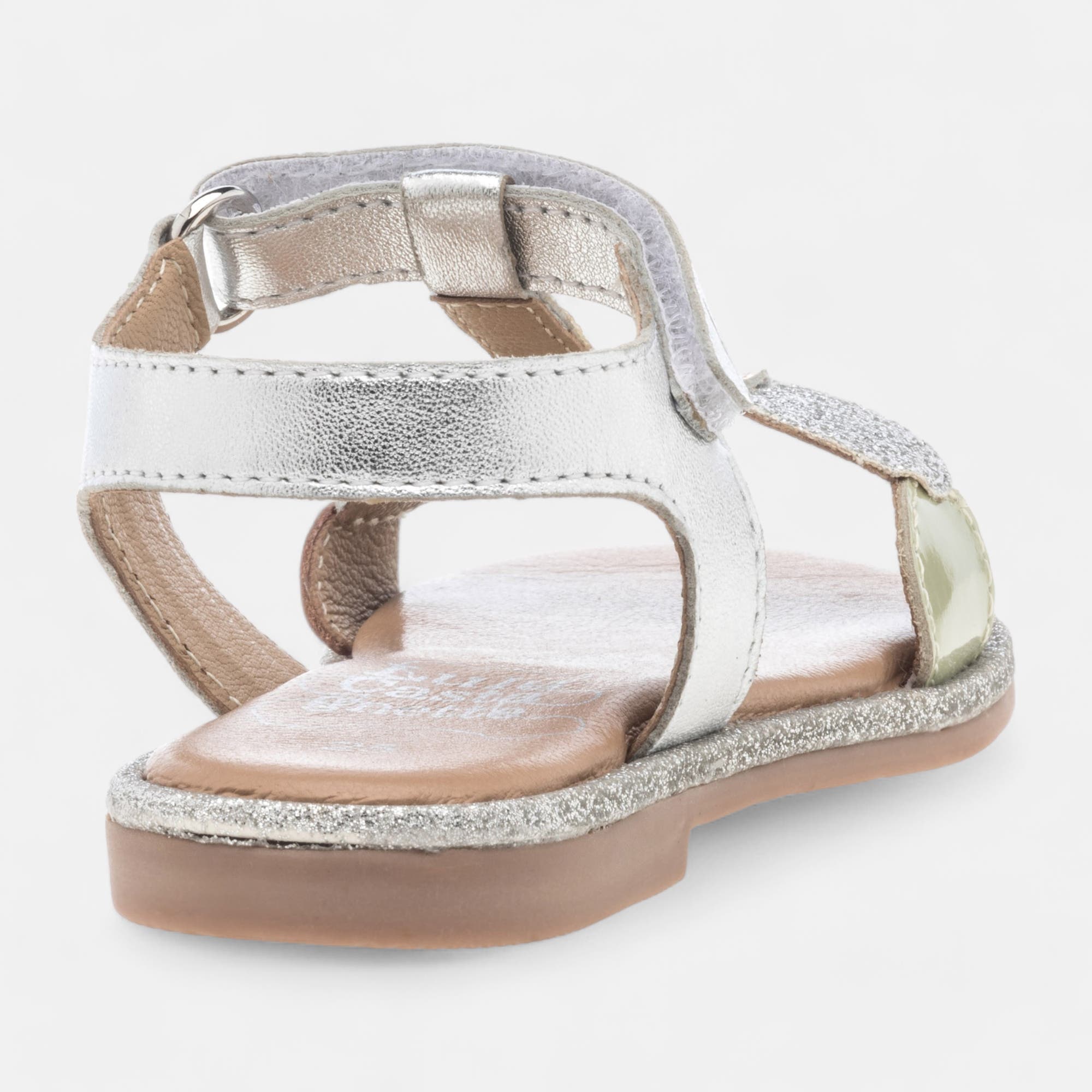 Nu-pieds Fille en cuir argent