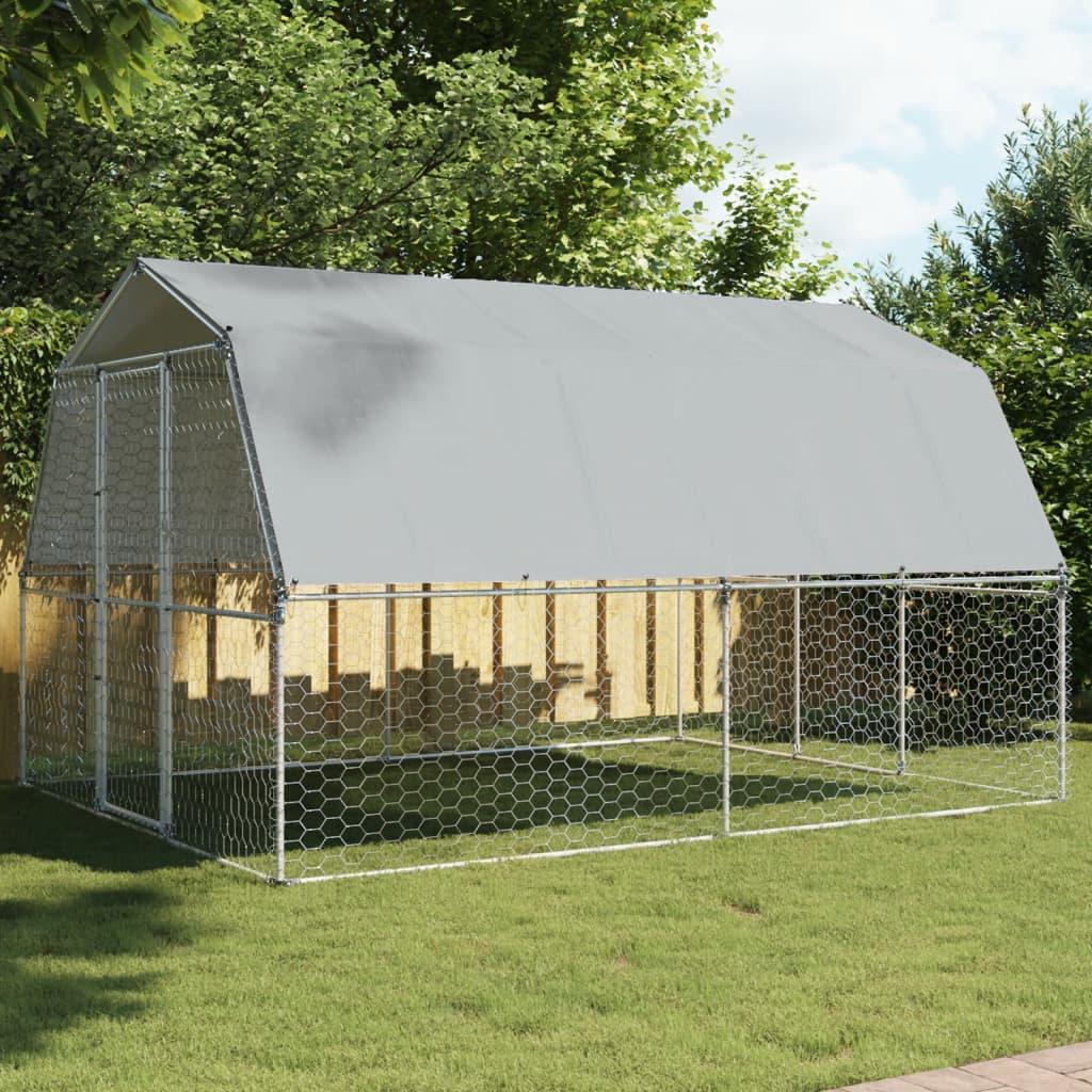 Gaiolas para cães vidaXL com teto e porta, 2 unidades, aço galvanizado prateado
