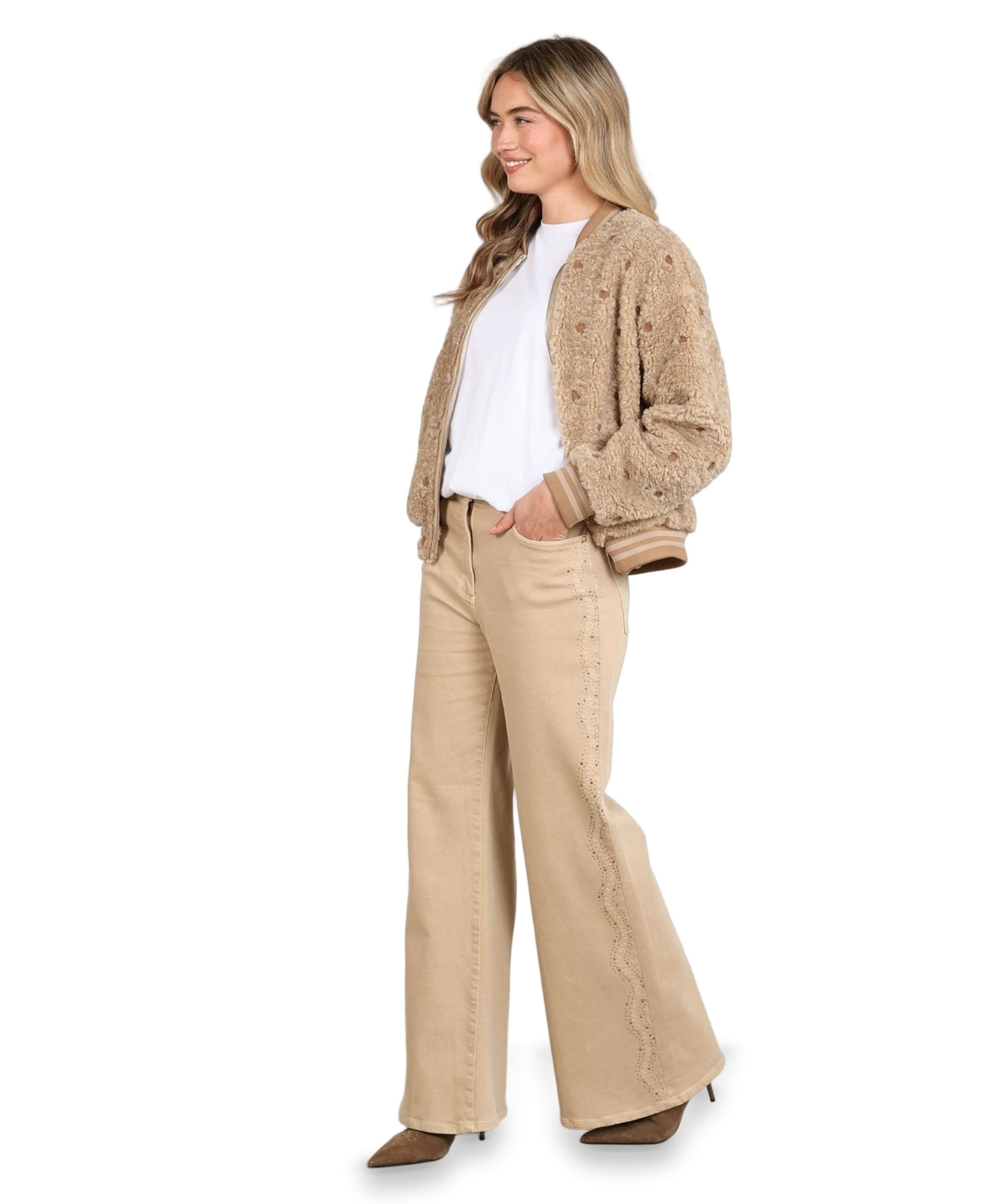 Nukus Tessa Strass dames broek beige