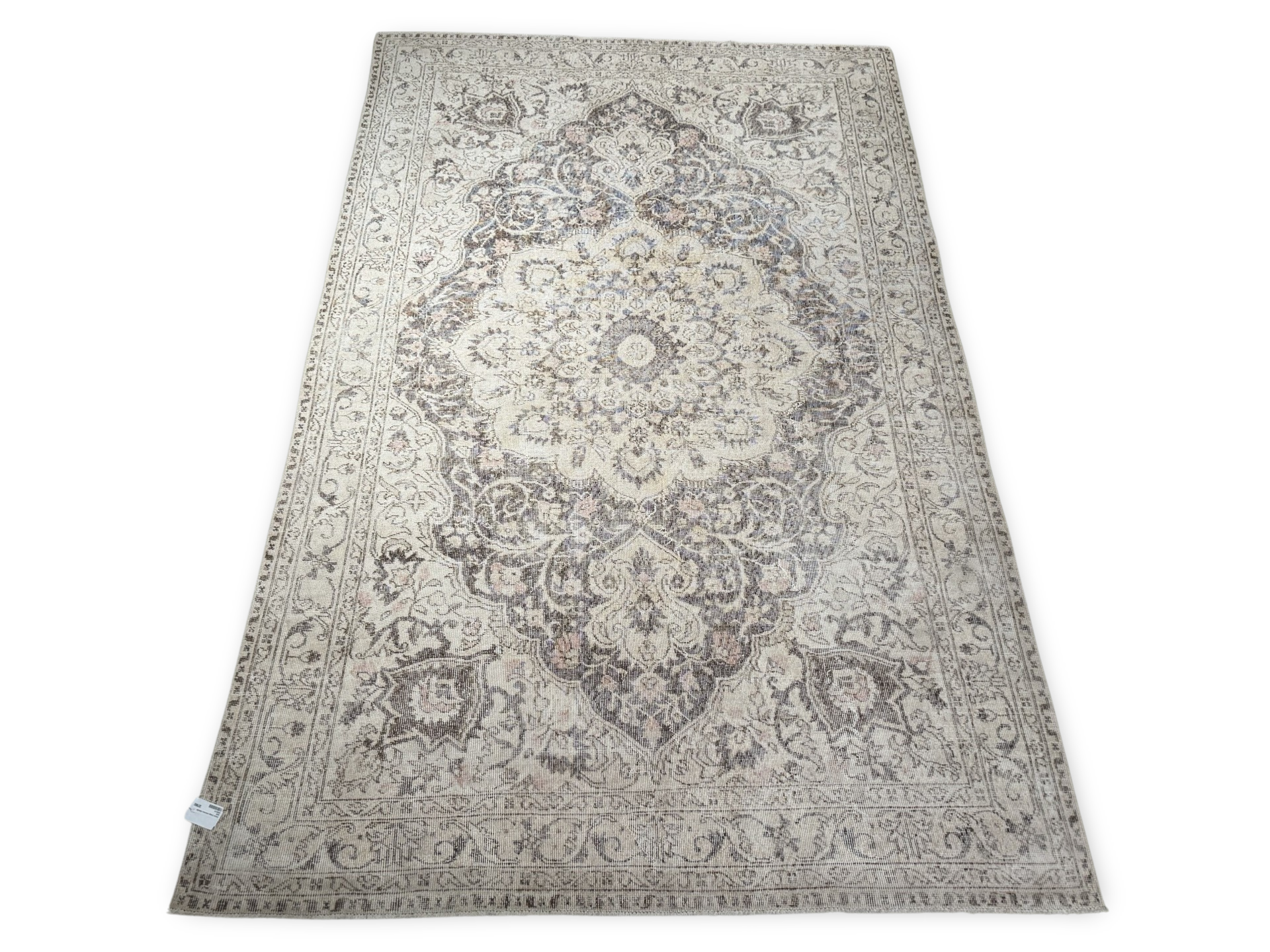 Vloerkleed vintage wit/crème handgemaakt uniek