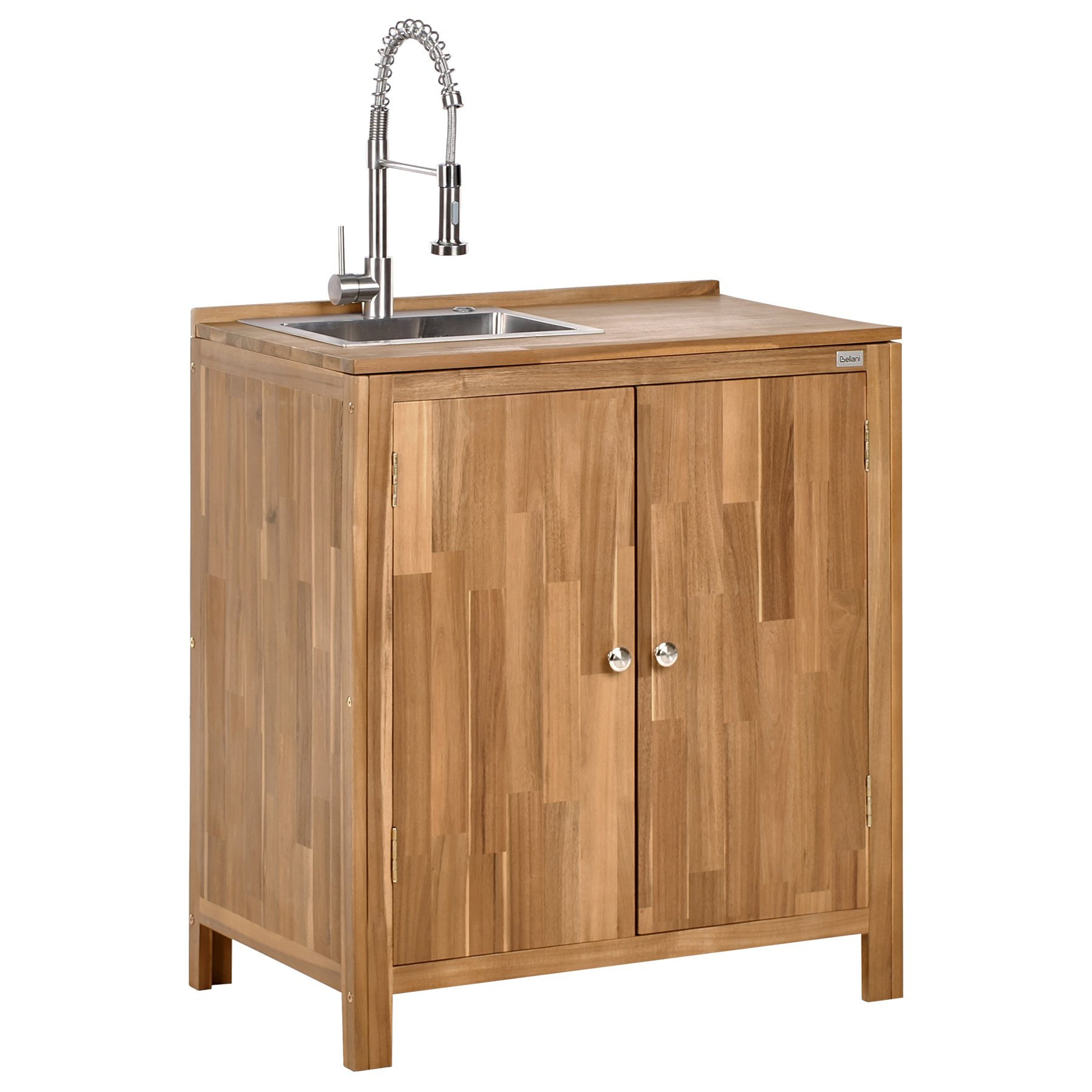 Beliani-VENOSA -Buitenkast wastafel-Zilver-50 x 80 x 90 cm-Acaciahout