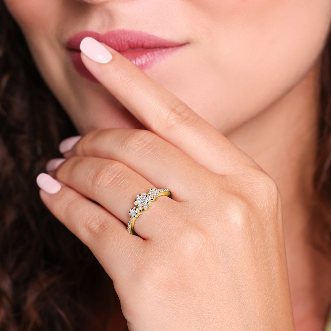 0.40 Karat Trilogie Diamantring 750/18 K Gelbgold