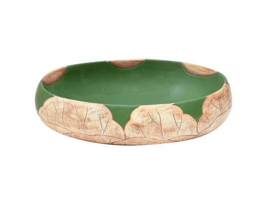 VIDAXL - Vasque à poser vert et marron ovale 59x40x15 cm céramique
