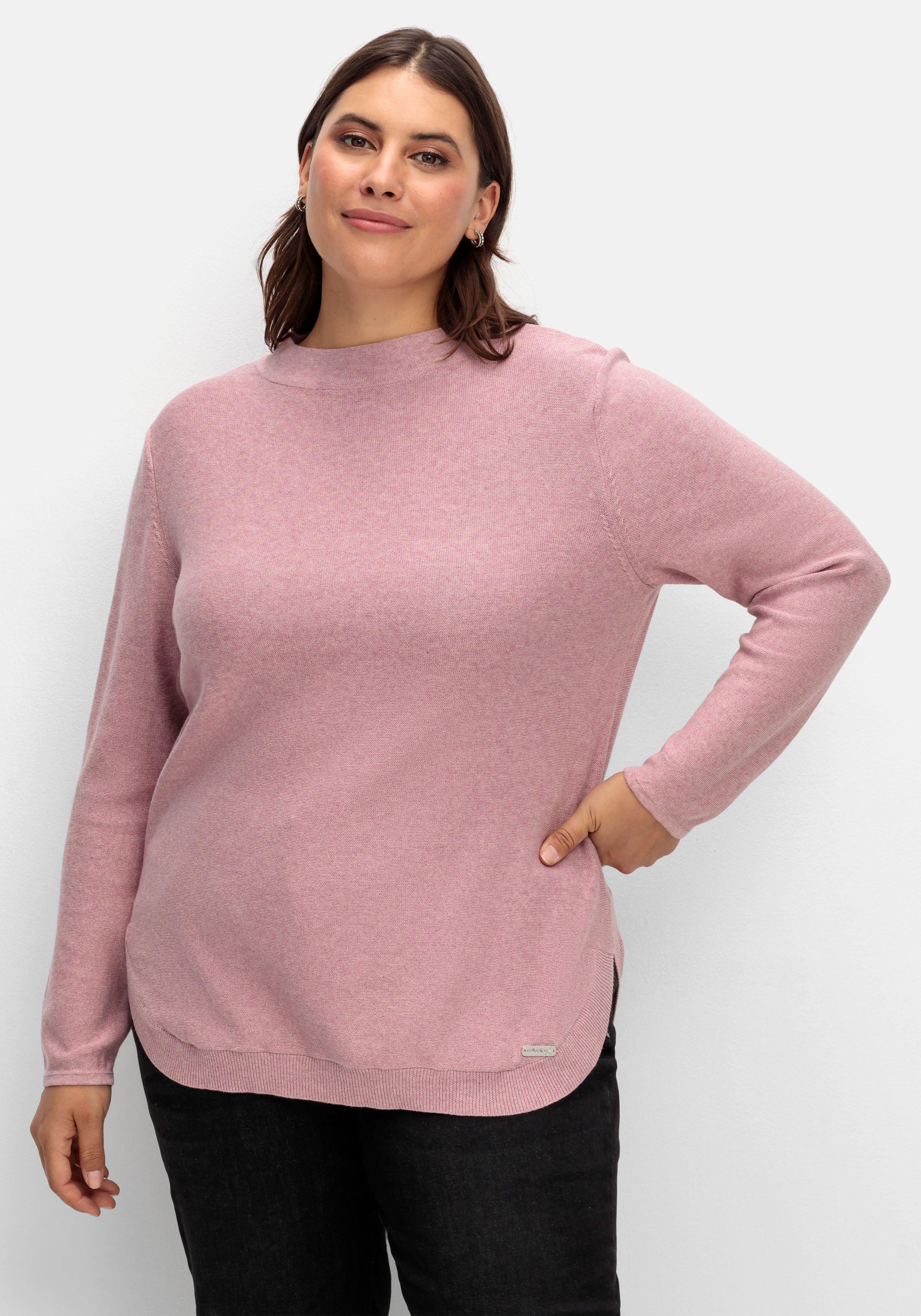 Pullover mit Stehkragen und gerundetem Saum