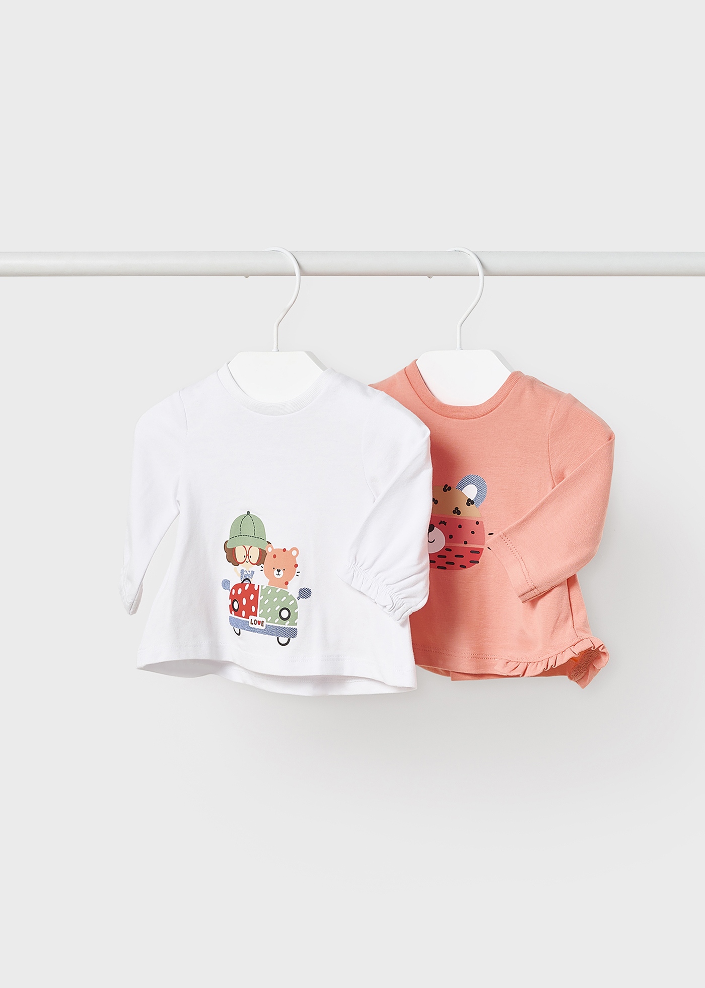 Conjunto de 2 camisetas de algodão sustentável para recém-nascidos