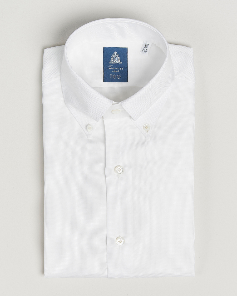 Finamore Napoli Milano Slim Oxford Button Down Shirt White