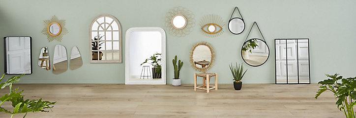 Miroir murale rotin naturel forme œil L.47 x l.42 cm