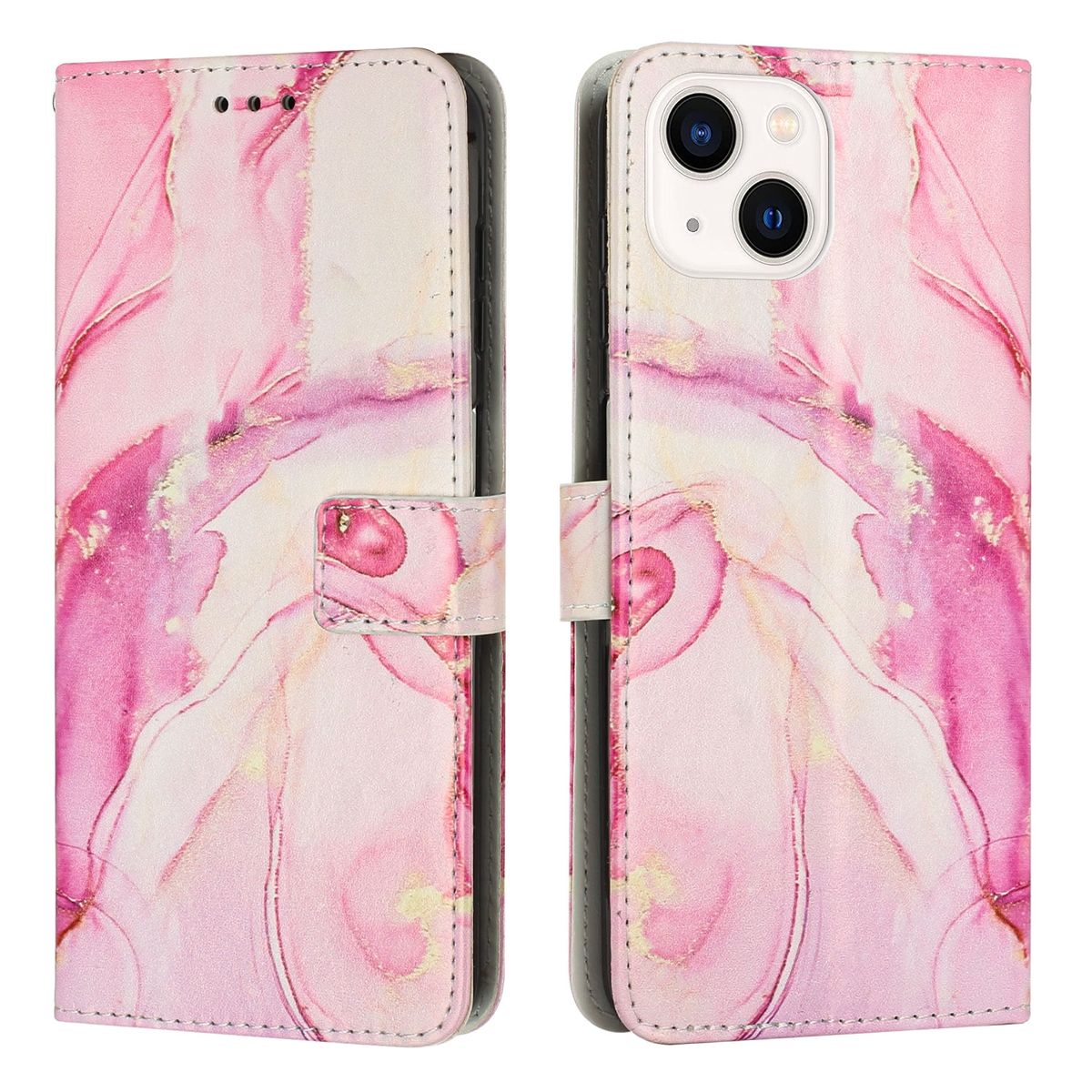 Hülle für Apple iPhone 15 Handy Schutz Case Cover Klapp Tasche Marmor Etuis Neu