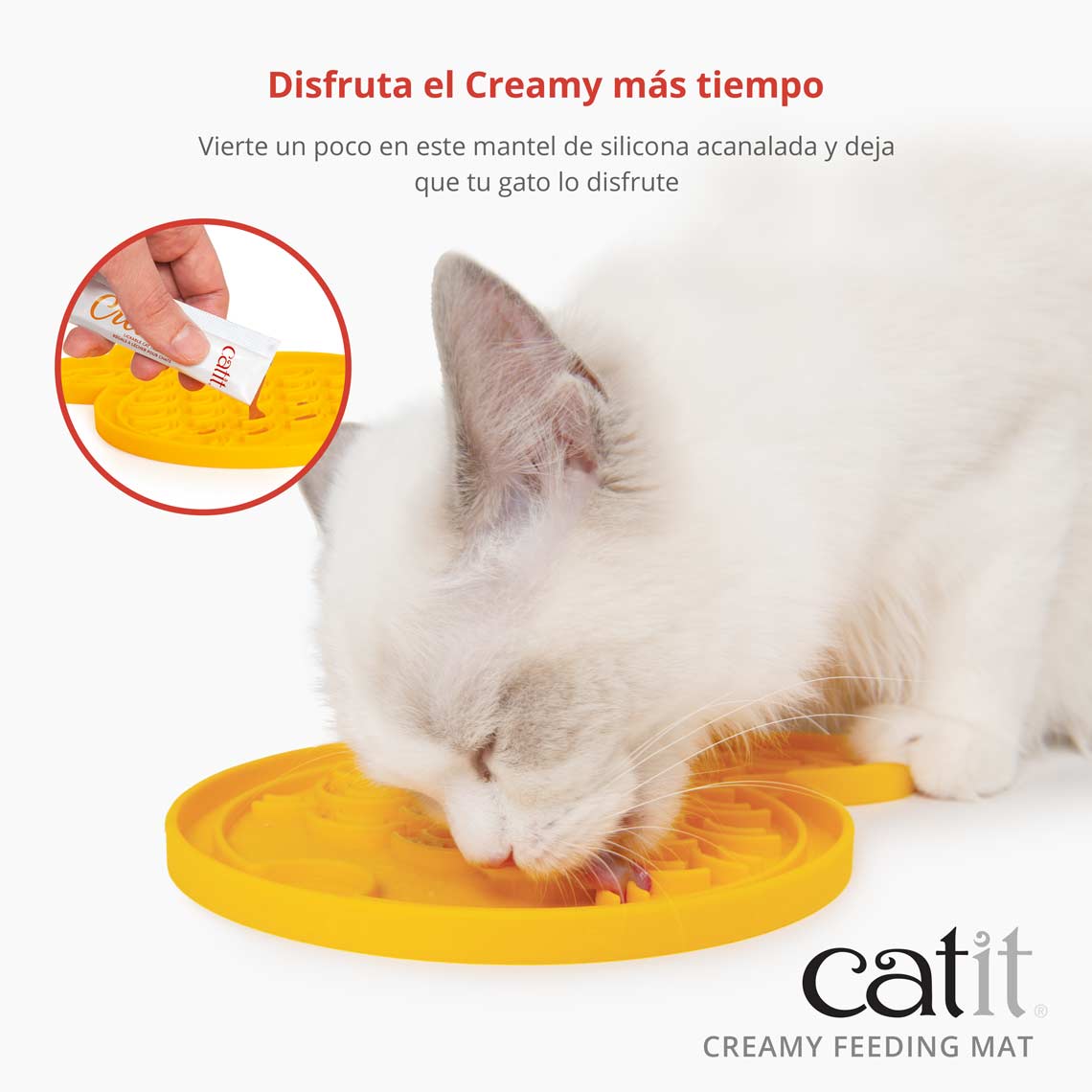 Tapete de silicone Catit em formato de peixe cremoso