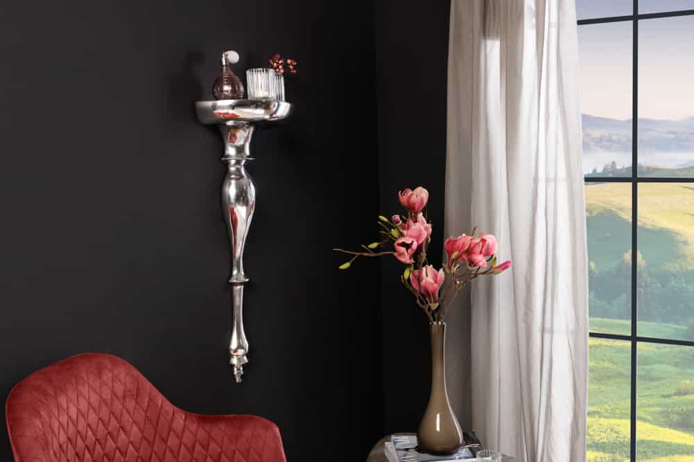 Barocke Wandkonsole SCALA 60cm silber Aluminium Wandregal