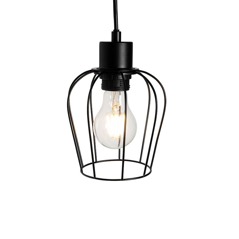 Landelijke wandlamp zwart met hout - Stronk