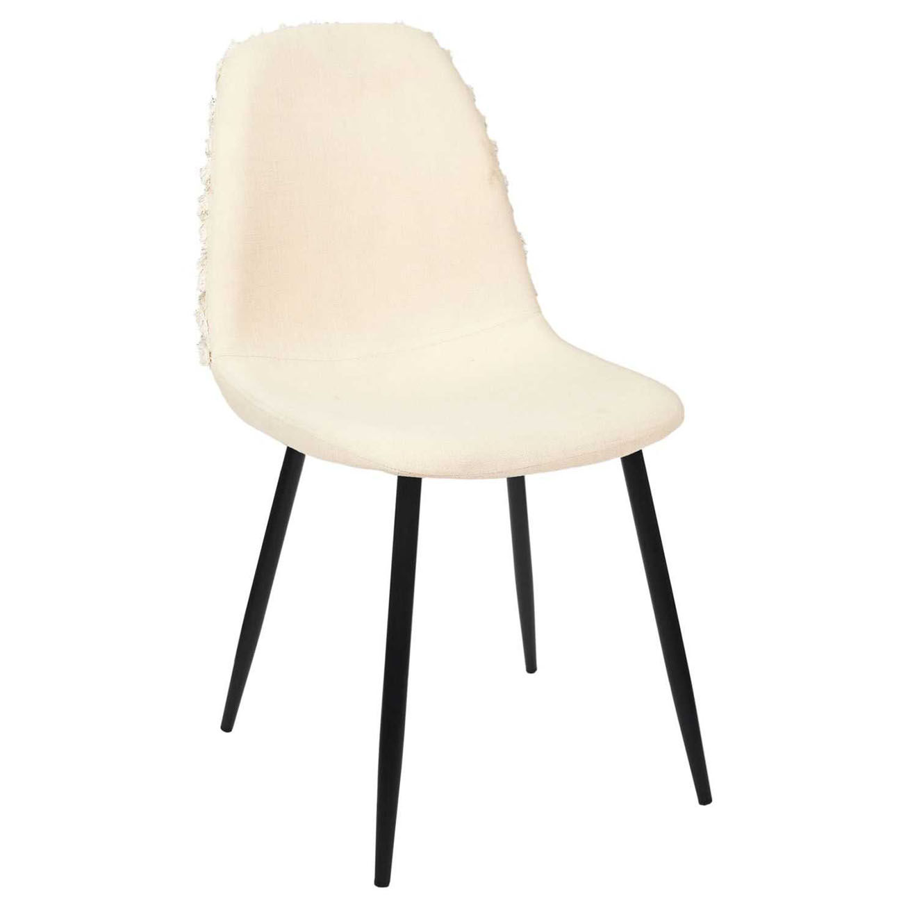 Home Deco Factory Chaise Mora pieds métal beige/noir - 50x86x44 cm