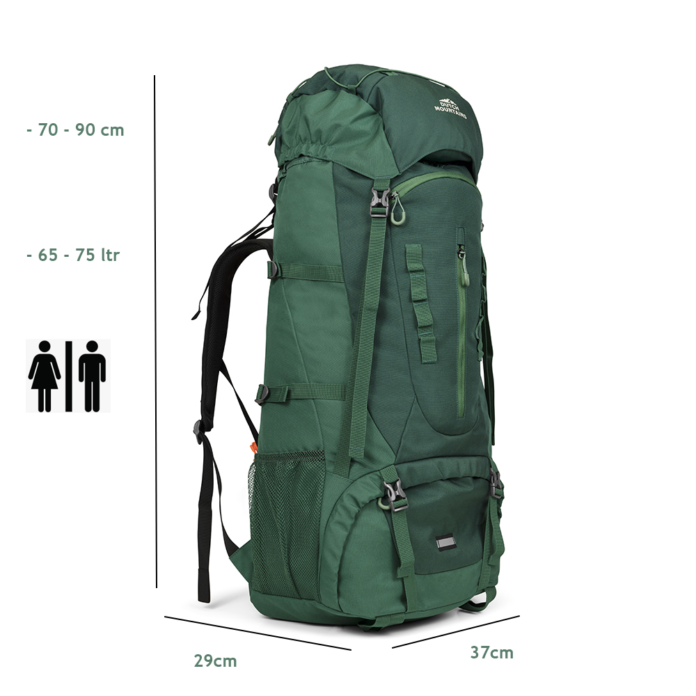 Dutch Mountains 65-75 liter backpack met regenhoes - Green
