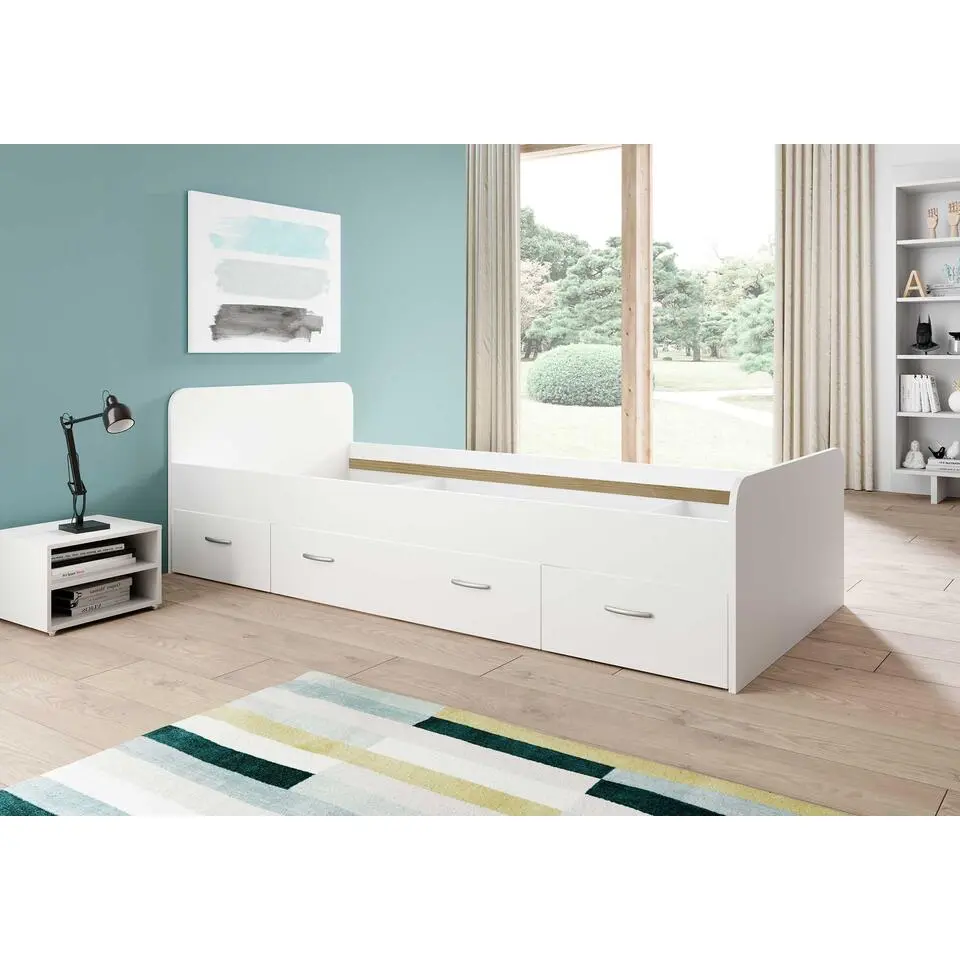 Bed Barko 90x200 met 3 lades - wit
