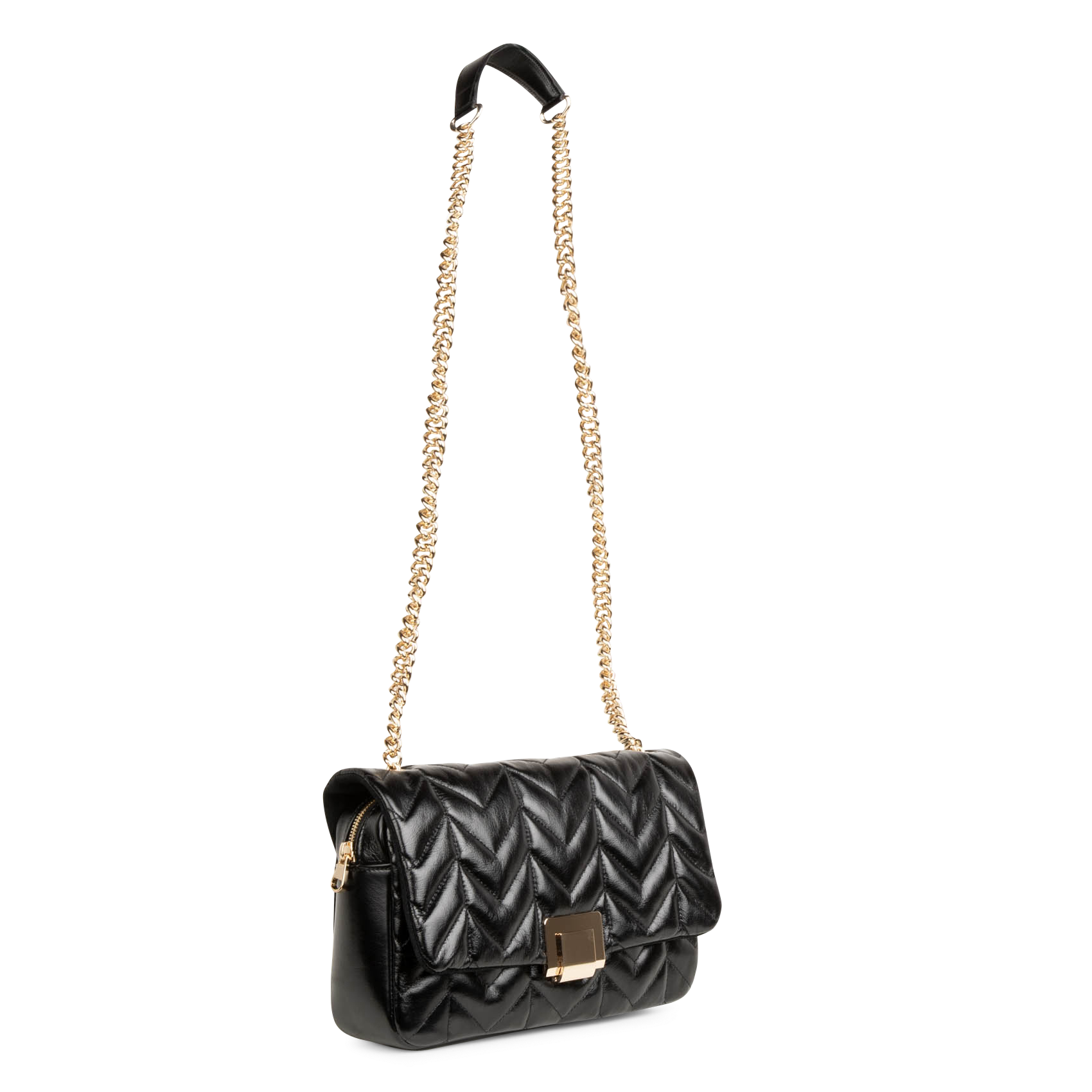 ELLA - Sac bandoulière en cuir matelassé | Noir