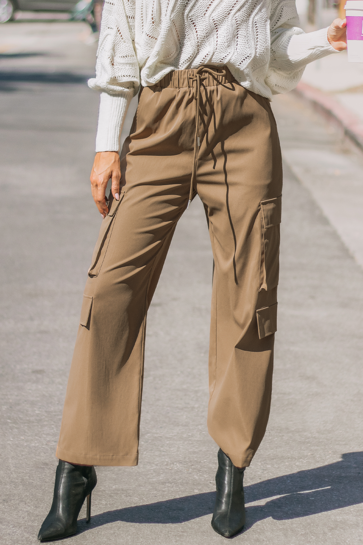 Pantalon cargo avec cordon de serrage à la taille