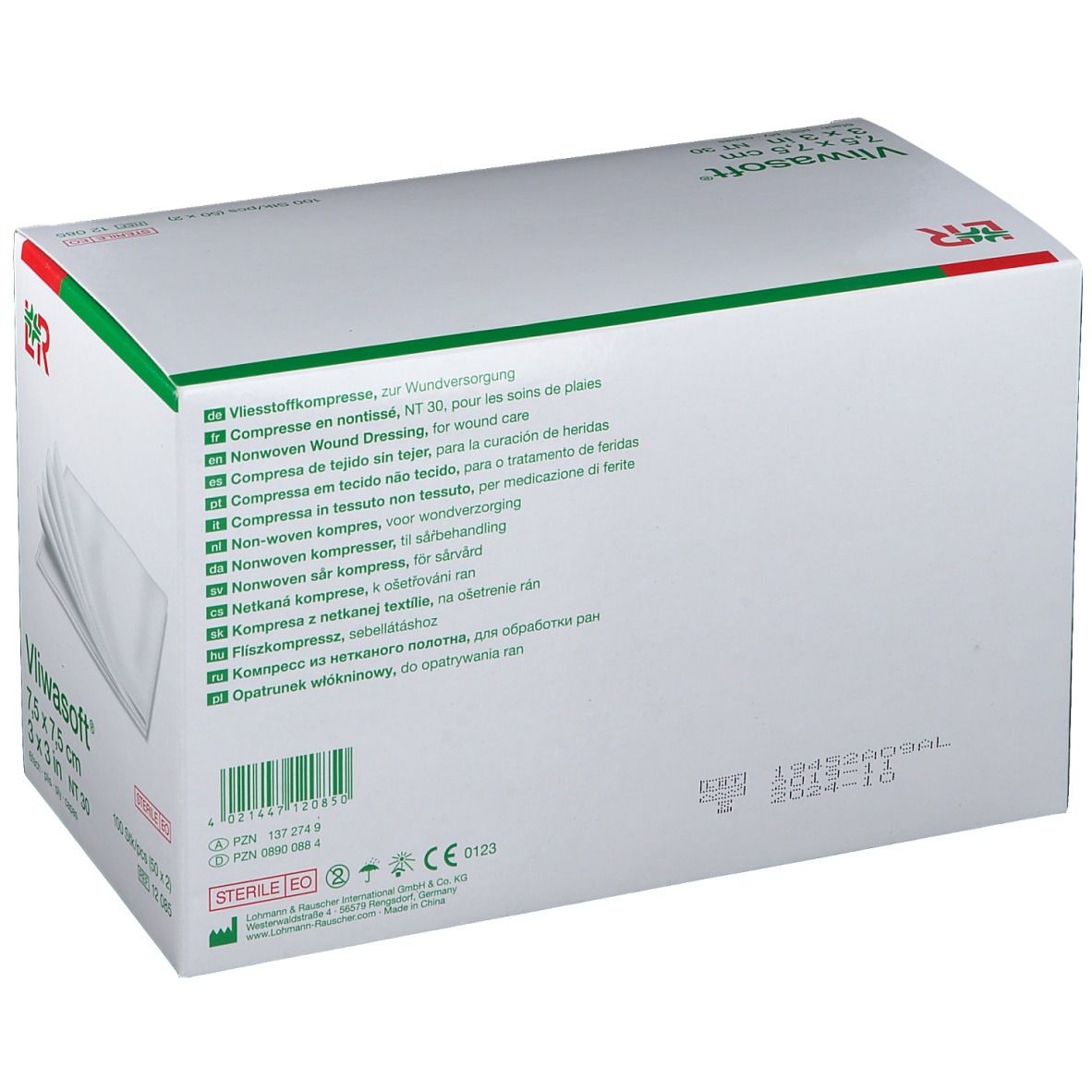 Vliwasoft® Vliesstoffkompresse 7,5 cm x 7,5 cm 6lagig steril